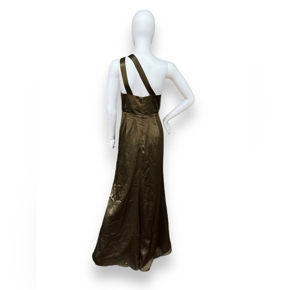 Lulus On the Guest List Olive Green Satin One-Shoulder Maxi Dress - Picture 9 of 14